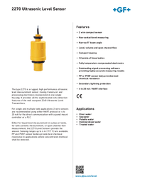 Thumbnail of document Data Sheet - 2270 Ultrasonic Level Sensor